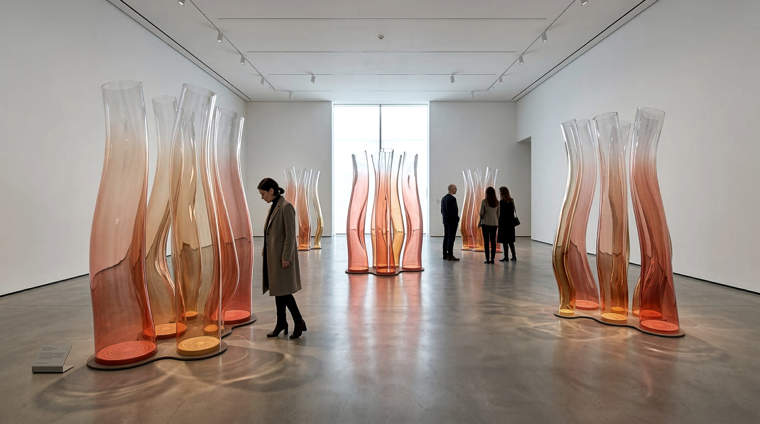 Oceanida allestita in fiera durante la mostra Elementaria, con i tubi trasparenti disposti come elementi scultorei nello spazio espositivo.